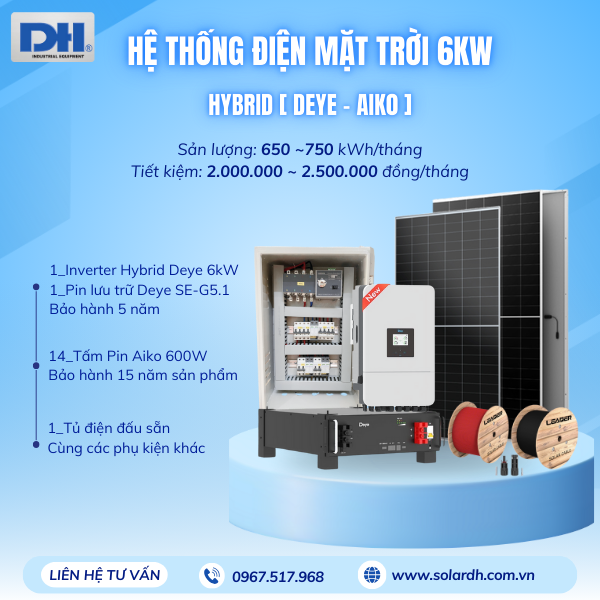Lợi ích của hệ thống điện mặt trời 6kW Hybrid
